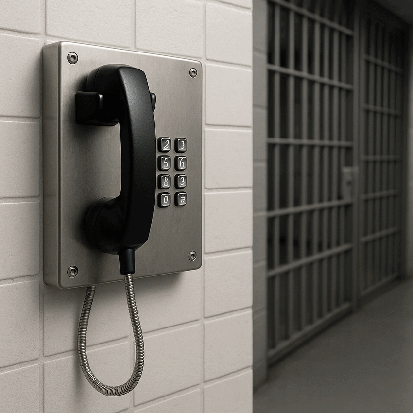 Teléfono antivandálico JR202-FK Vozell para prisiones y locutorios de alta seguridad