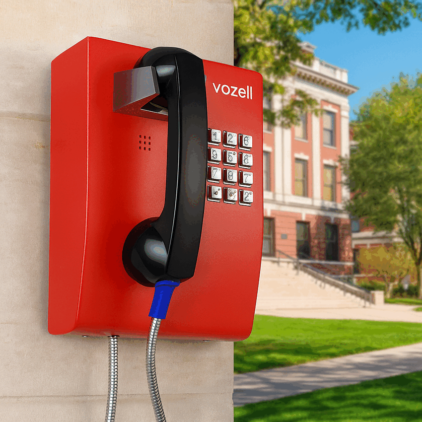 Teléfono de emergencia robusto para áreas públicas JR206-FK Vozell color rojo de alta visibilidad