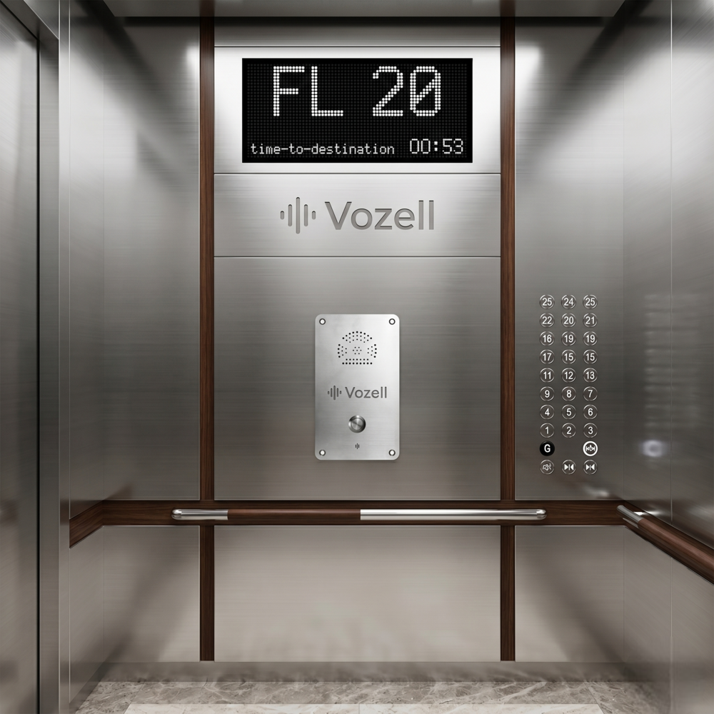 Interfón SIP para elevadores JR301-SC-IW Vozell, panel de acero inoxidable antivandálico
