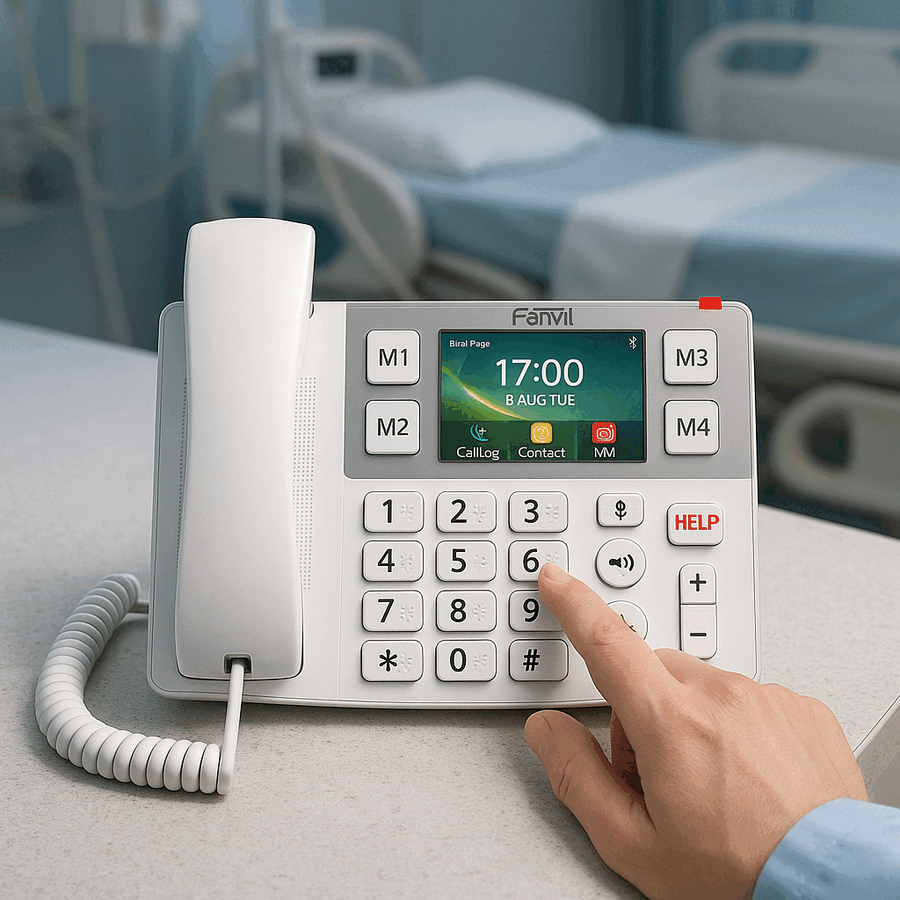 Teléfono IP Wi-Fi Vozell con botones Braille grandes para hospitales y entornos sanitarios